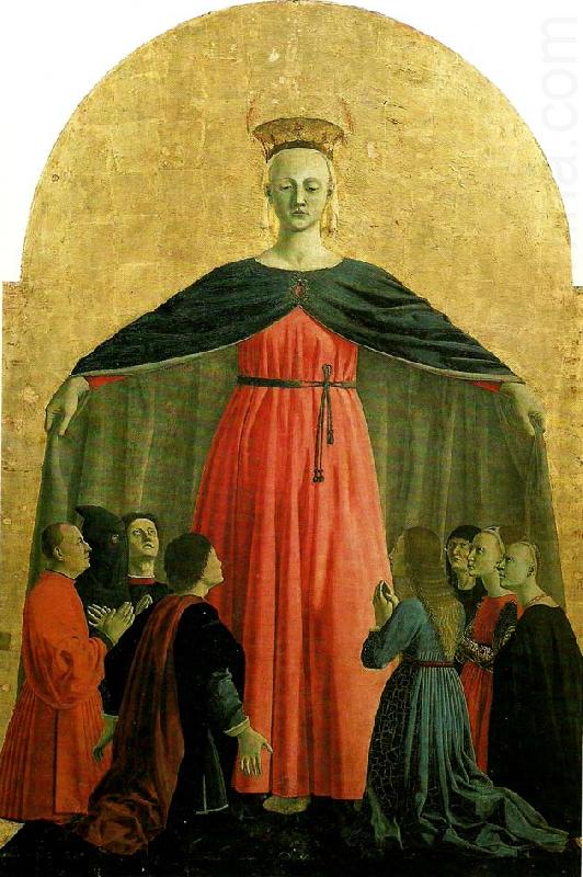 madonna della misericordia, central panel of the polyptych of the misericordia, Piero della Francesca